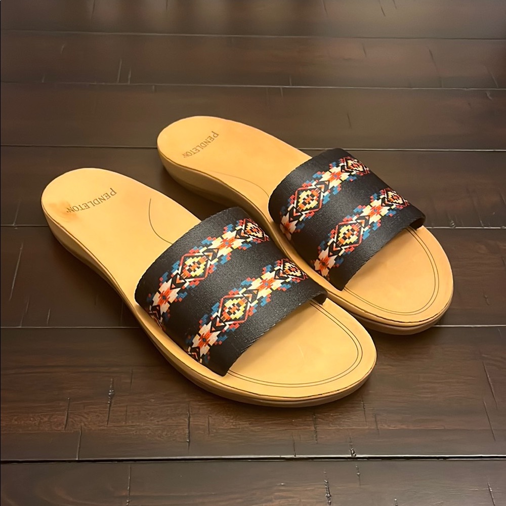 Pendleton Carico Lake Slides Sandals Shoes new black Southwestern Women’s Sizes